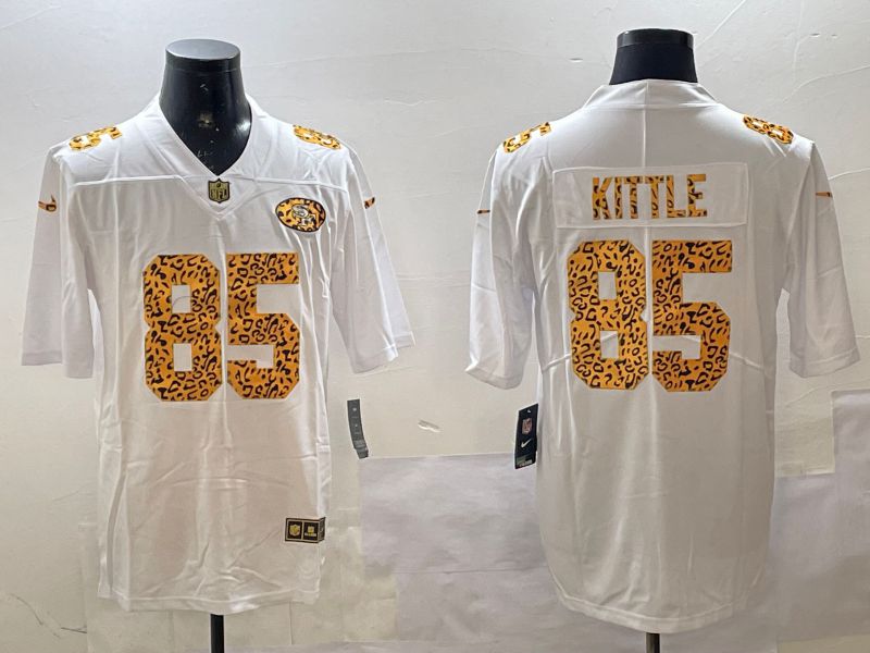 Men San Francisco 49ers #85 Kittle White Panther pattern Nike 2025 Limited NFL Jersey style 1